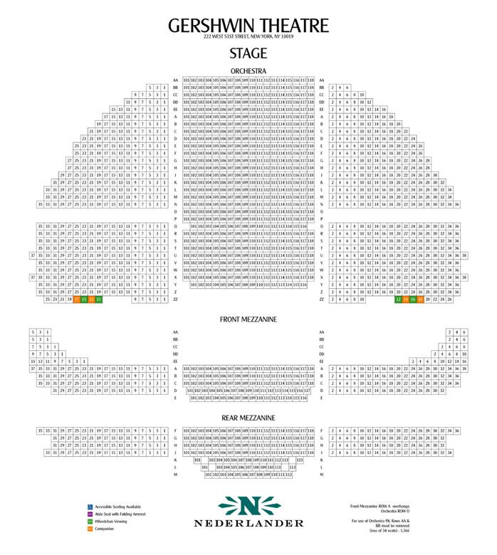 Gershwin Theatre Seating Chart Obstructed View Cabinets Matttroy